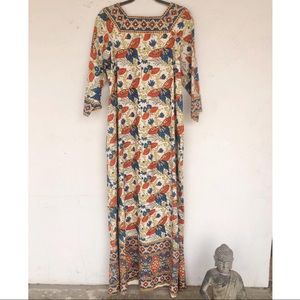 Sold 70s Cotton Indian woodblock print dress maxi